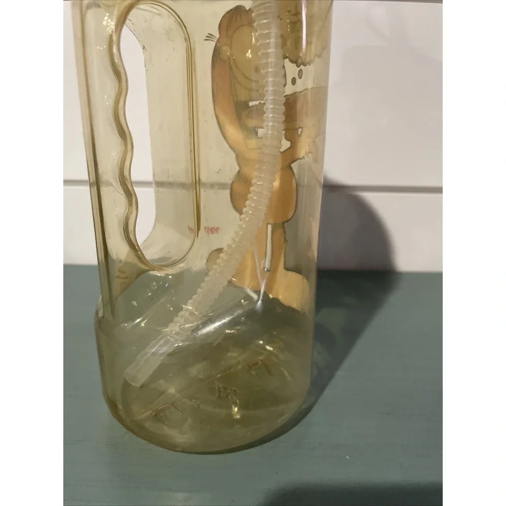Vintage Garfield Water Bottle Snacking Full Time Sport Straw KMART Exclusive